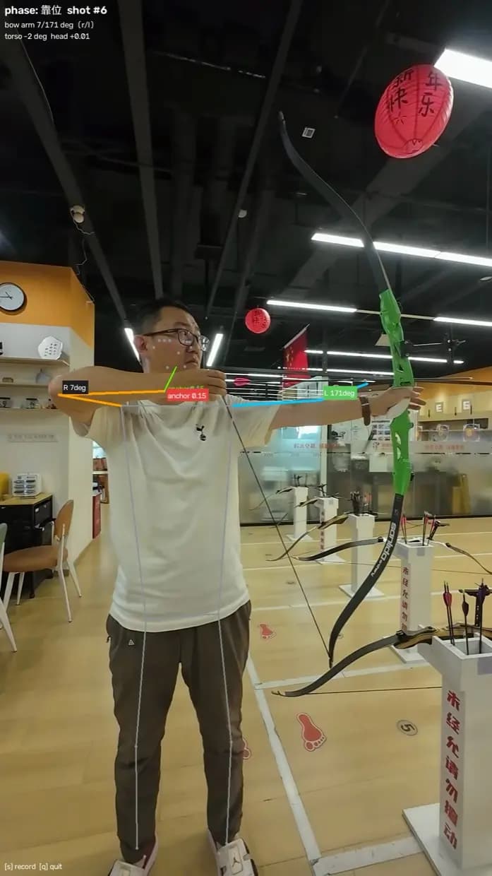 AI 标注关键帧：靠位期的骨架、双臂角度与锚点距离